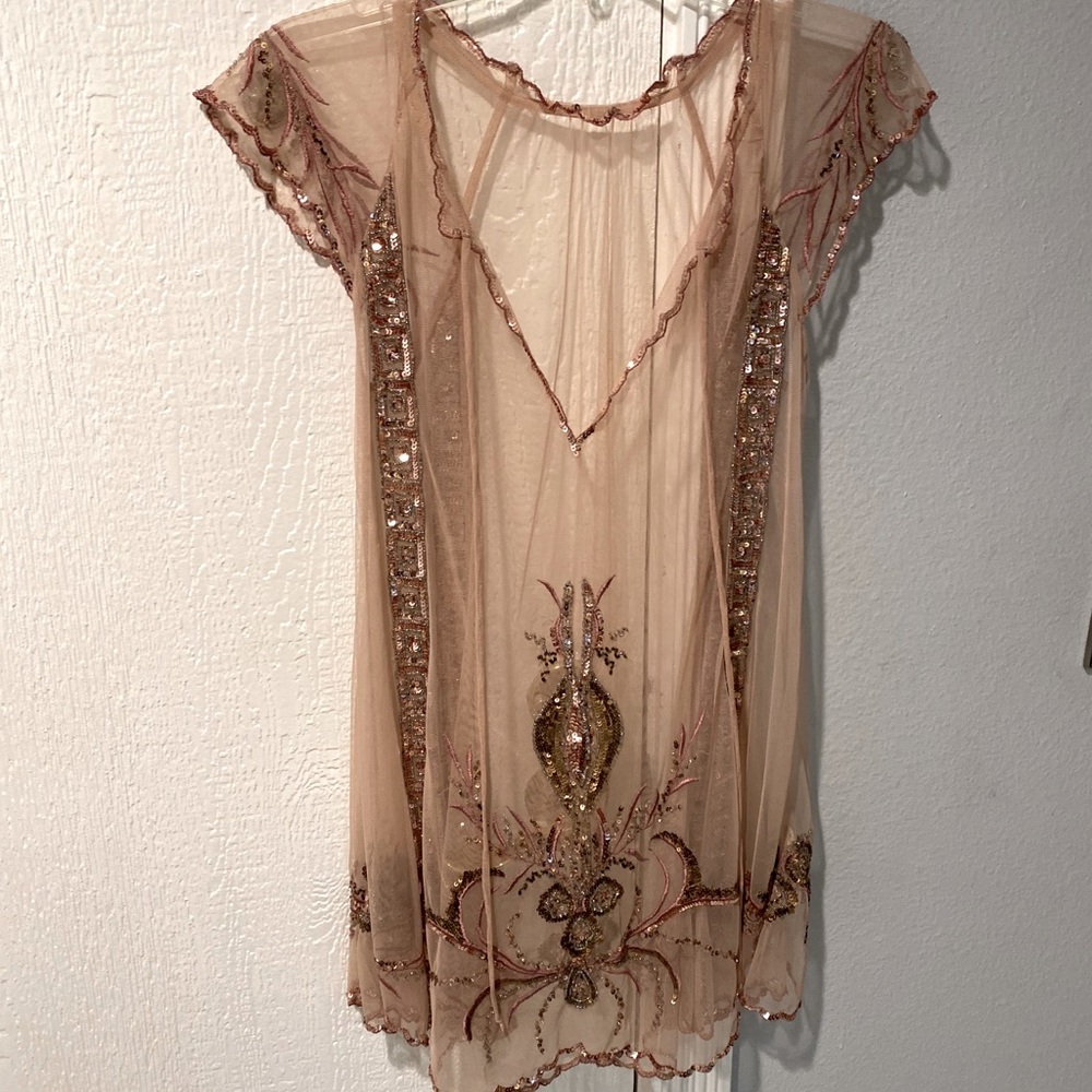 Free people mesh beaded dress